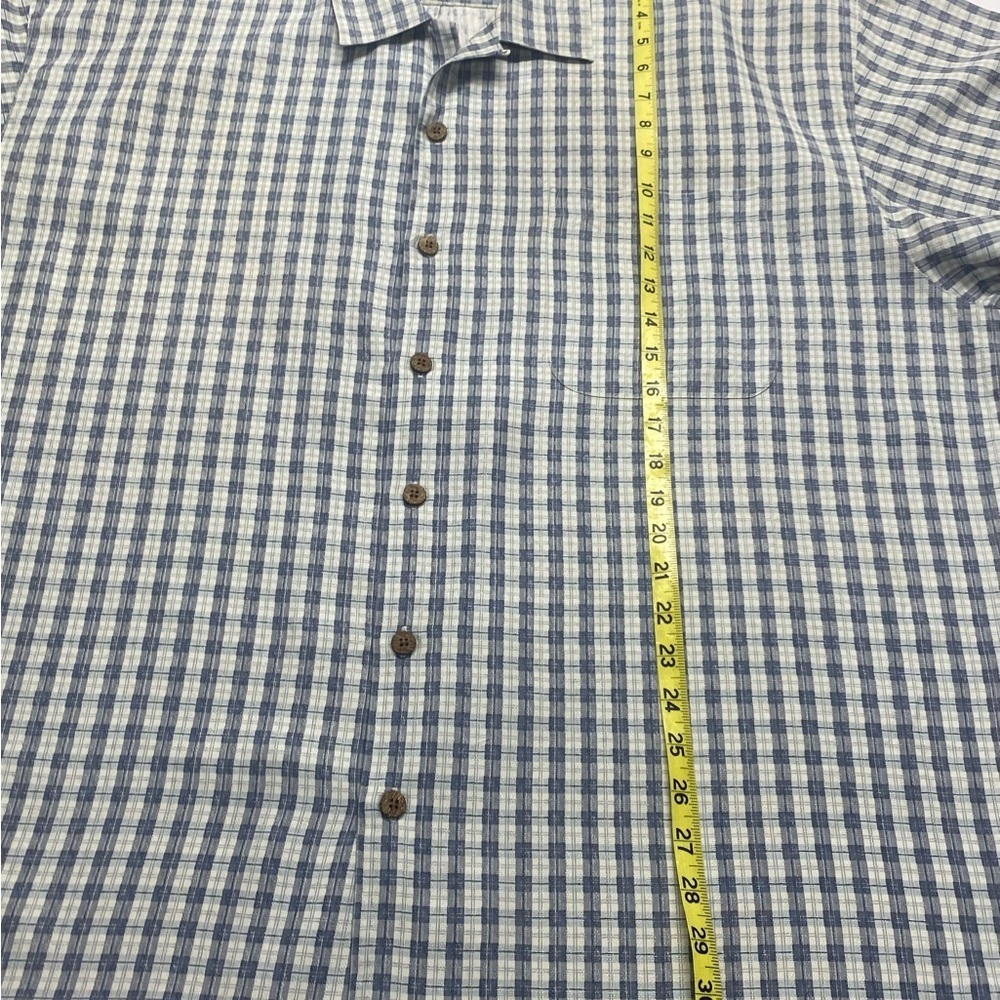 Tommy Bahama Men’s 100% Silk Shirt XXL Gray Plaid Side Slits - Picture 8 of 13